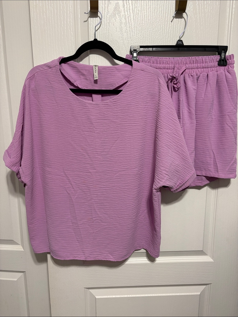 Zenana Outfitters Lavender Short Sleeve Top & Drawstring Shorts Lounge Set